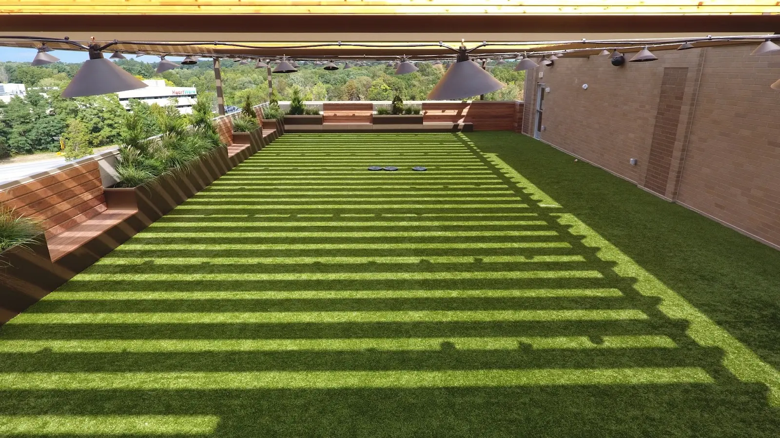 commercial rooftop artificial grass lawn